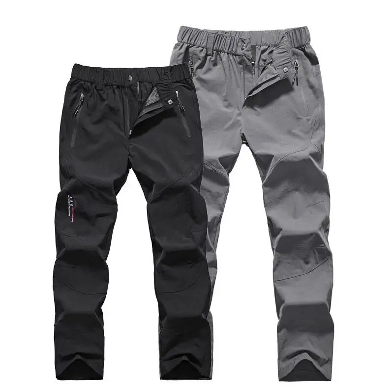 Hombres verano al aire libre senderismo transpirable hombres de secado rápido pantalones de elasticidad impermeable Trekking caza pantalón masculino L-5XL