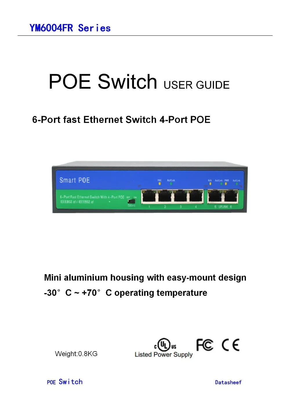 6-Port fast Ethernet Switch 4-Port POE picture 01