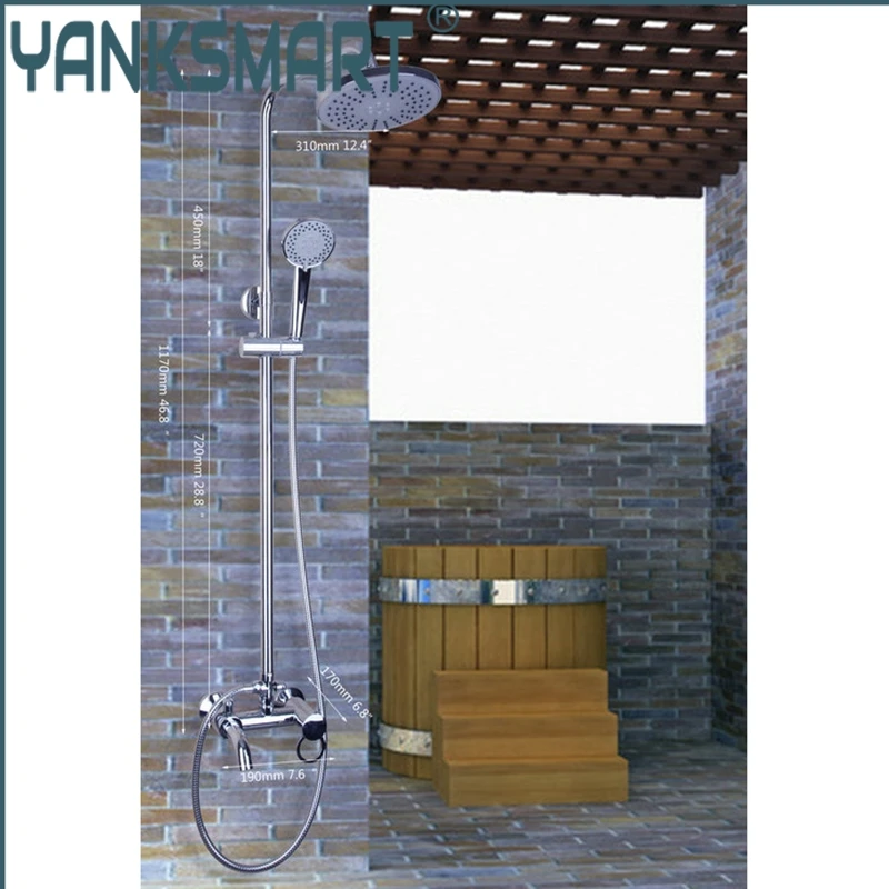 

Shower Set Torneira Wall Mounted 8" Shower Head Bathroom Rainfall 53002/2 Bathtub Chrome Sink Faucets,Mixers & Taps