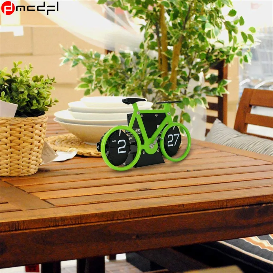 

8 inch Bicycle Table Watch Auto Flip Down Clock Digital Clocks Retro Vintage Desk Clock Novelty Gifts