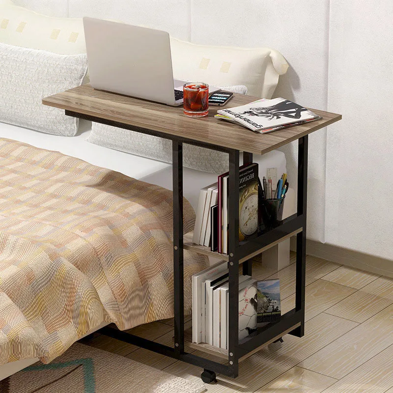 أزياء متعددة الوظائف طاولة جانبية السرير طاولة كمبيوتر محمول المنزل بسيطة الكمبيوتر مكتب للطي المحمول مكتب صغير مع تخزين الرف