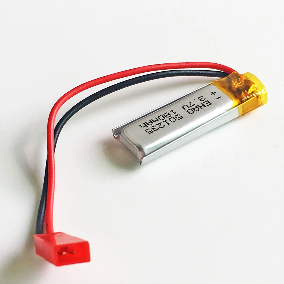 

501235 JST SYP 2P 2 pin connector 3.7V 180mAh LiPo Battery Lithium Polymer Rechargeable For Mp3 bluetooth GPS PSP headset camera