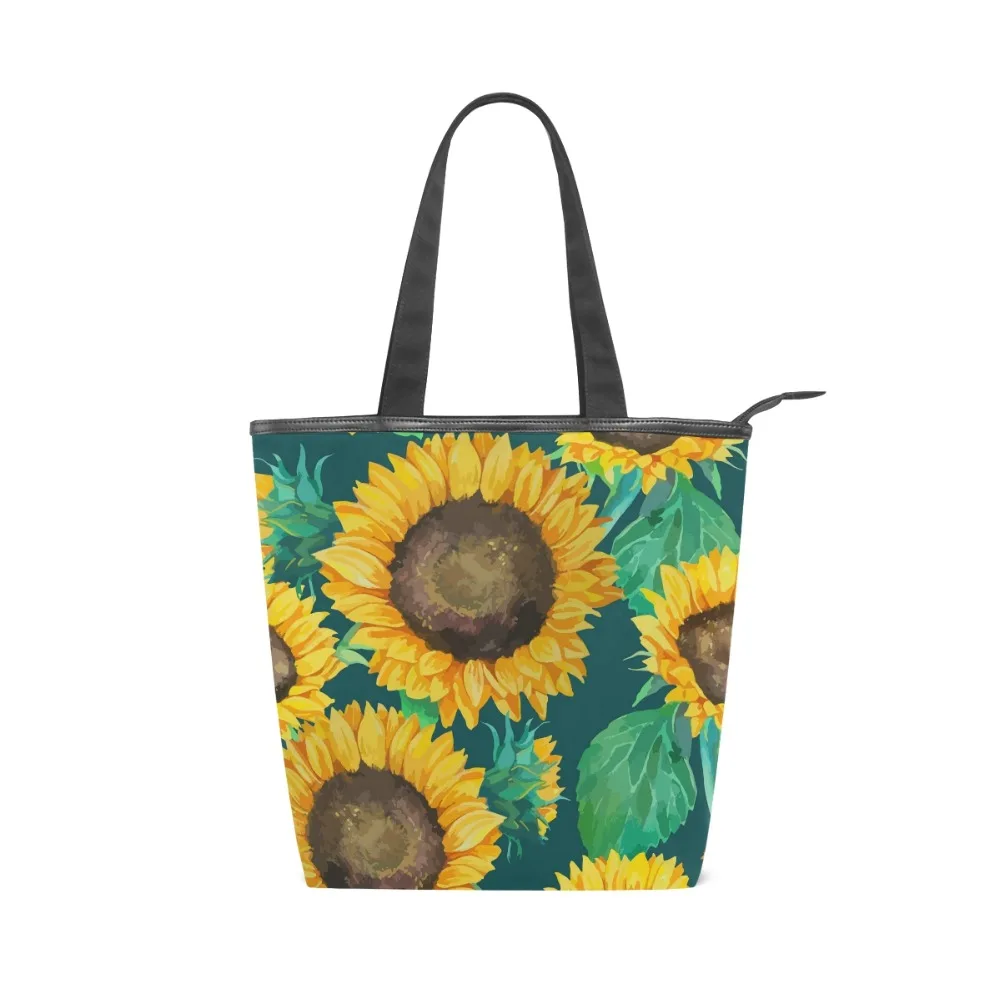 

2019 Fashion Sunflower Bag Women's Canvas Handbag Custom Female Bag Ladies large Shoulder Bags bolso mujer Tote for Shopping