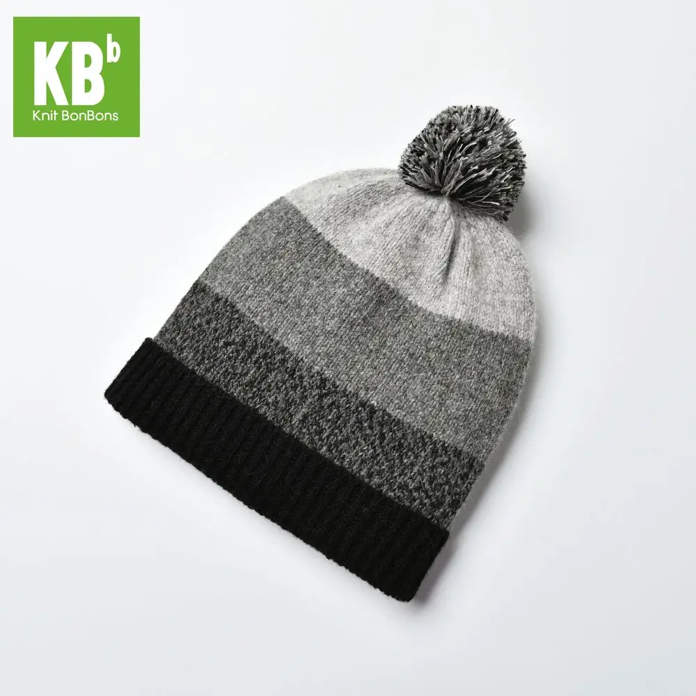 

2017 KBB Spring Hot Style Comfy Gray Women Men Designer Lambswool Wool Yarn Knit Pom Pom Winter Hat Beanie Cap