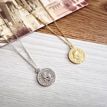 2018 Simple Vintage tallado moneda Collar para las mujeres de moda oro plata Color Figur medallón collares con pendientes largos Boho joyería