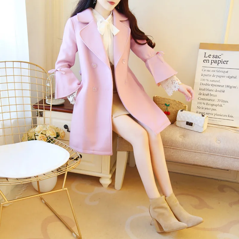 Kopen 2019 nieuwe wollen jas vrouwelijke lange sectie herfst lente jas vrouwelijke wollen jas vrouwen wollen top A352