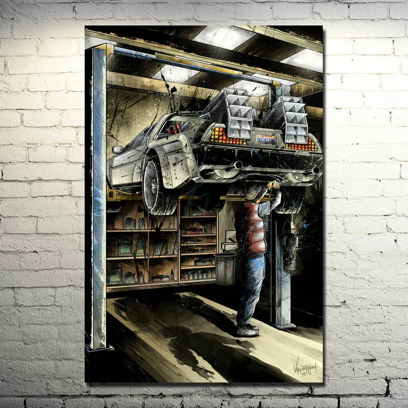 Back To The Future Car DeLorean DMC-12 Movie Fan Art POSTER 13x20 24x36 Inch | Дом и сад