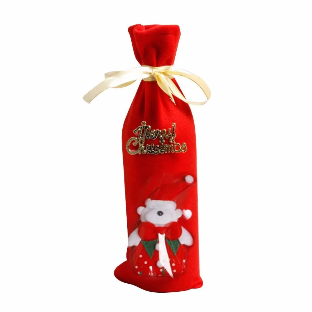 Новое красное вино крышку бутылки Сумки снеговик/Санта Клаус Рождество украшения Блёстки