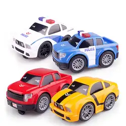 Детская миниатюрная раздвижные звук автомобиля ToysTouch электрический игрушечный автомобиль свет модель полицейской машины действие