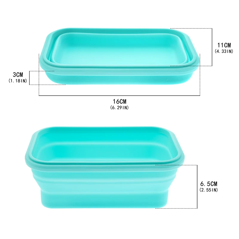 Silicone Lunch Box Portable Bowl Colorful Folding Food Container Lunchbox 350/500/800/1200ml Eco-Friendly