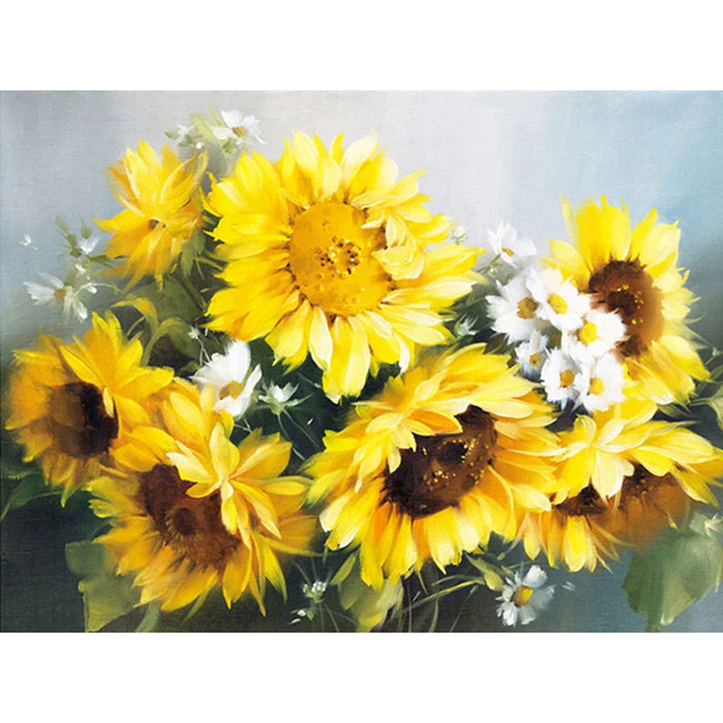 Diy Diamond Embroidery Little Girl kiss sunflower Diamond Mosaic Full Round Square 5D Diamond Painting Cross Stitch Decoration Gift