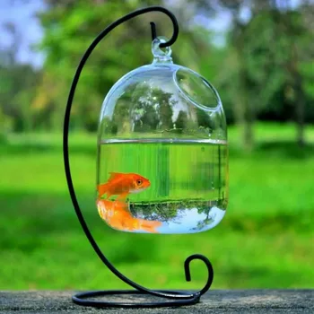 

Creative hanging fish tank Hanging Glass Aquarium Fish Bowl Fish Tank Flower Plant Vase White Rack Fishbowls home decoration