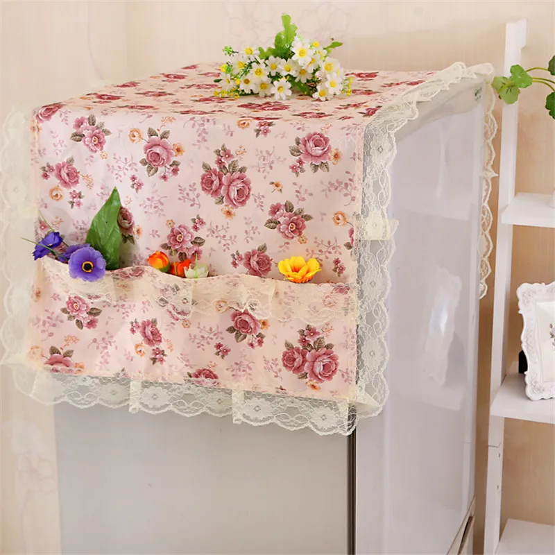 1 шт. 50x120 см пастырской искусства ткани Кружево Печать холодильник ткань пылезащитный чехол Универсальный Холодильник однодверный пыли крышка ткани