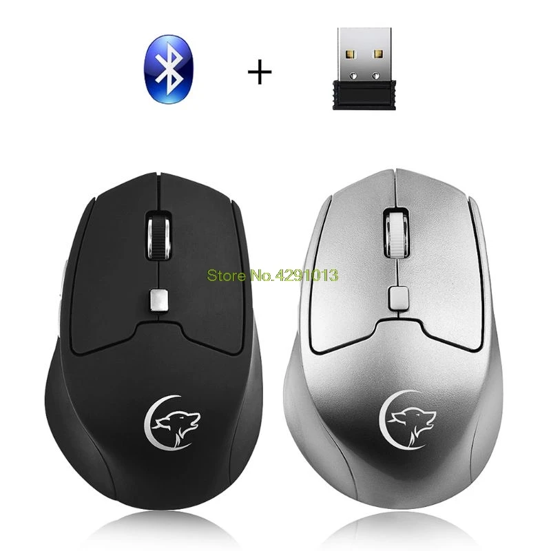 Беспроводная Bluetooth игровая мышь 2,4G 2400 dpi, перезаряжаемая мышь, двойной режим, USB приемник, Портативная оптическая мышь для ПК, планшета, рабочего стола