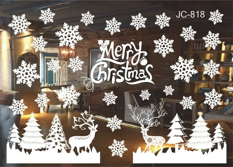Рождественское украшение оконная стеклянная наклейка s Merry Christmas Санта Клаус снег ПВХ Съемная Наклейка на стену для рождественских домашних наклеек - Цвет: 818