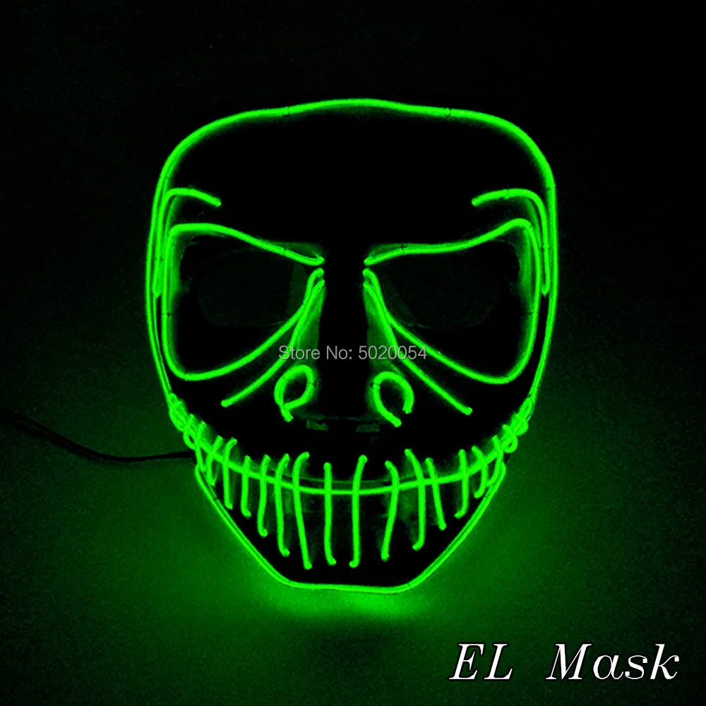 Хэллоуин декоративные Ужасы клоун подсветкой EL маска кошка Король Косплей светящаяся маска танец DJ Led маска - Цвет: Design-H Lemon Green