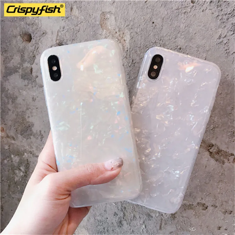 

Crispyfish Glitter Phone Case For iPhone 7 8 Plus Shell Pattern Cases For iPhone XR XS Max 6 6S Plus Soft TPU Silicone Cover