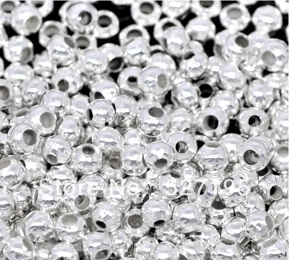 

Free Shipping 2000pcs Silver Plated Smooth Ball Spacer Beads 2.4mm Dia. Jewelry Findings