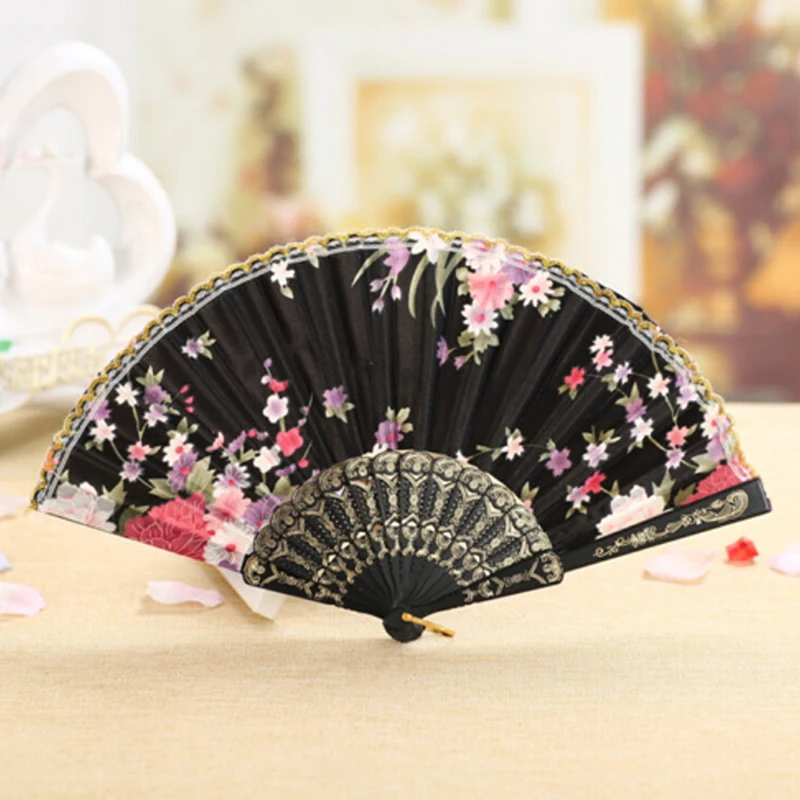 Кружево ручной вентилятор бамбука китайские свадебные сувениры шелк Винтаж складной вишневый цвет мода Abanico De Mano украшения дома ремесла