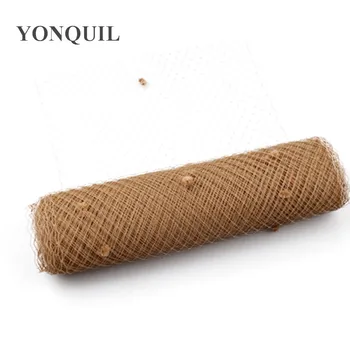 

Free Shipping khaki 5 yards per lot Birdcage veil with dot 25CM Width Russian Veiling Netting wedding dot veils LDV02