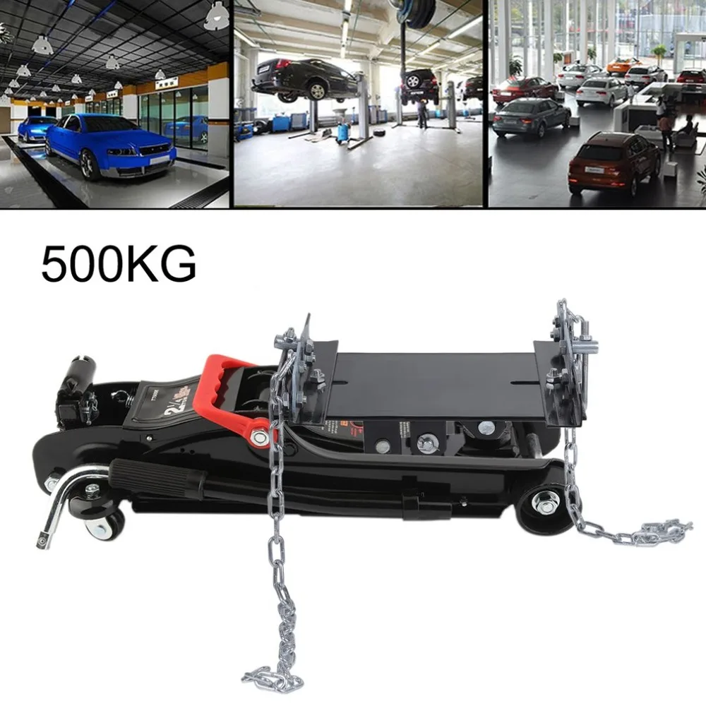 

Transmission Jack Trolley Jack Cradle Support Plate 500 Kg Lifting Capacity Lift Jack Stand Hoist Stand With Safety Chain