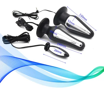 Electric Shock Penis Plug Rings Pulse Anal Plug Glove Stimulation Breast Pads Massage Nipple Clamp Cock Cage Sex Toys For Couple 2