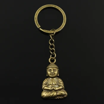 

Fashion 3cm Key Ring Metal Key Chain Keychain Jewelry Antique Bronze Silver Color Plated Buddha 39x23mm Pendant