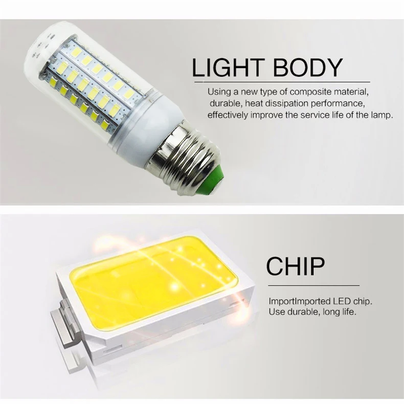 Светодиодная лампа Кукуруза E27 E14 110 В SMD5730 220 светодиодсветодиодный s светильник