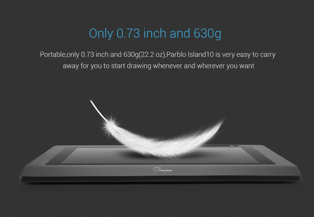 Графический планшет Parblo Coast 10 HD IPS с короткими клавишами и ручкой без батареи +