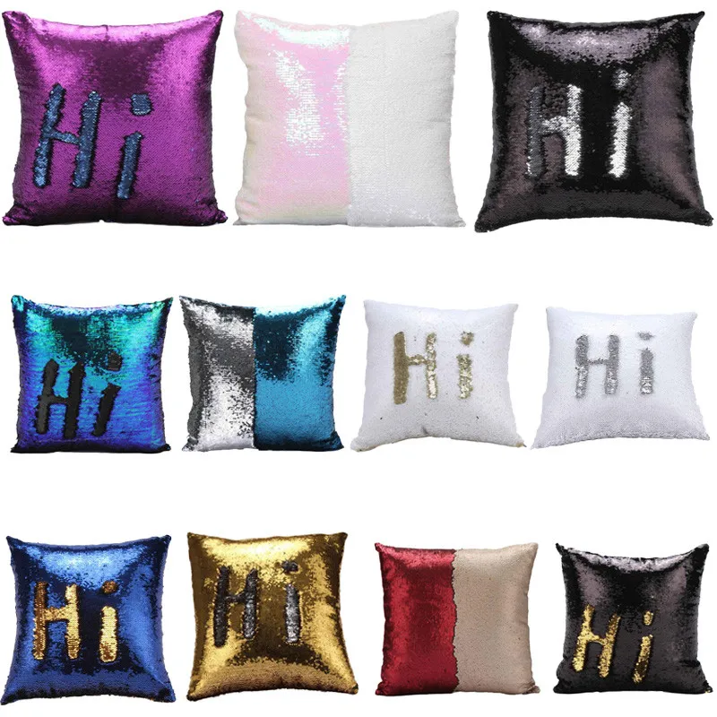 

Gacsidy Store DIY Two Tone Glitter Sequins Throw Pillows Decorative Pillow case cover dakimakura