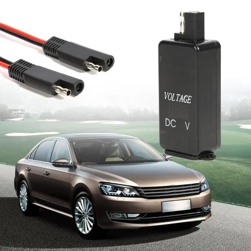 SAE на 2 порта USB+ адаптер для прикуривателя с вольтметром Черный DC 12-24V