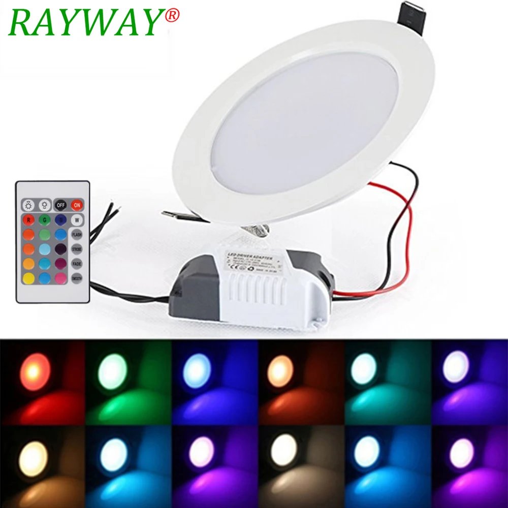 

RAYWAY Ultrathin 5W 10W RGB 24 Color Lamps LED Ceiling Panel Down Light Lamps Round Shape with Remote Control
