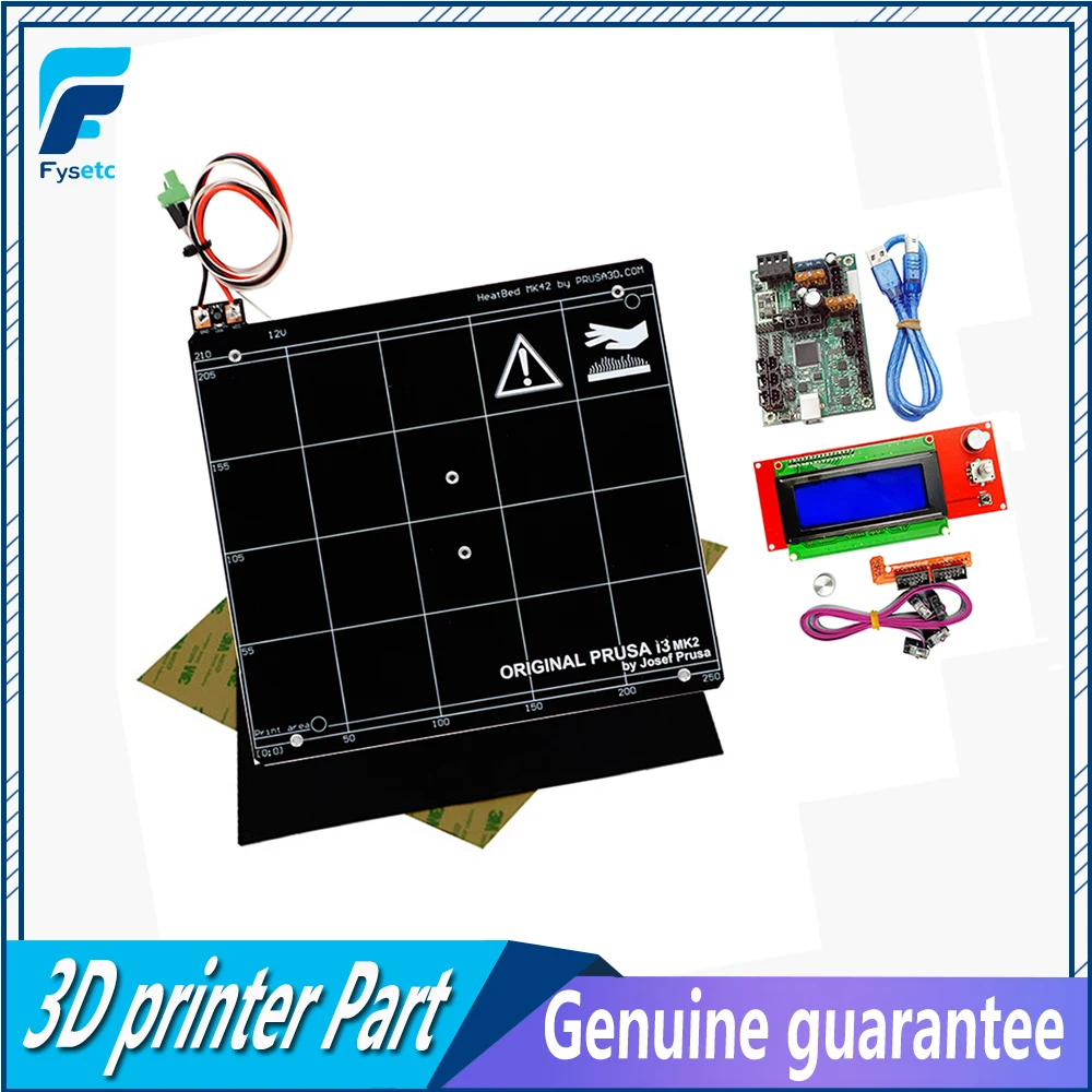 

Prusa i3 MK2 MK2S 3d Printer Mini-Rambo 1.3A Motherboard Kit + Black PEI +Aluminum Heated Bed With Ramps 1.4 2004 LCD