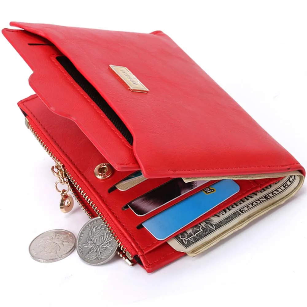 

New Small Designer Slim Women Red Wallet Thin Zipper Ladies PU Leather Coin Purses Female Purse Mini Clutch Cheap Womens Wallets