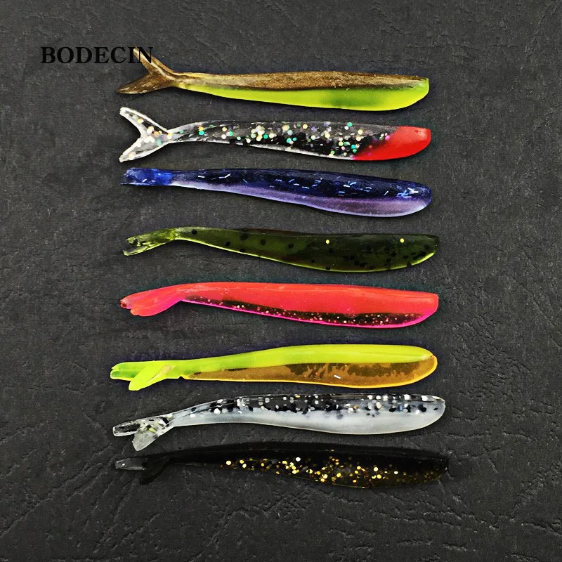 12pcs Fishing Lure Tiddler Baits Lures Double Forked Tail Soft Silicone Lure Fish Tackle Shad Pesca Plastic Swimbaits 63mm 1 (12)