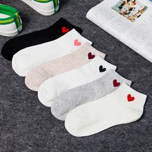 Skritts/повседневные женские милые носки хлопковые укороченные носки с принтом сердечек, Calcetines Mujer однотонные летние короткие носки