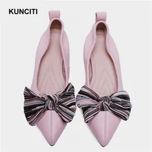 Розовые свадебные туфли; женские туфли на плоской подошве с бантом; Туфли-оксфорды из натуральной кожи; новая дизайнерская мягкая обувь наивысшего качества; F986