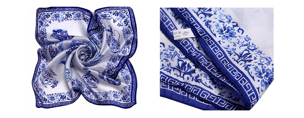 LING / фарфор печать площади шелковый шарф женский ladies scarf，женщина любимая сатинировки ожерелье шелковые платок бандана прямых продаж 53* 53 см#1064