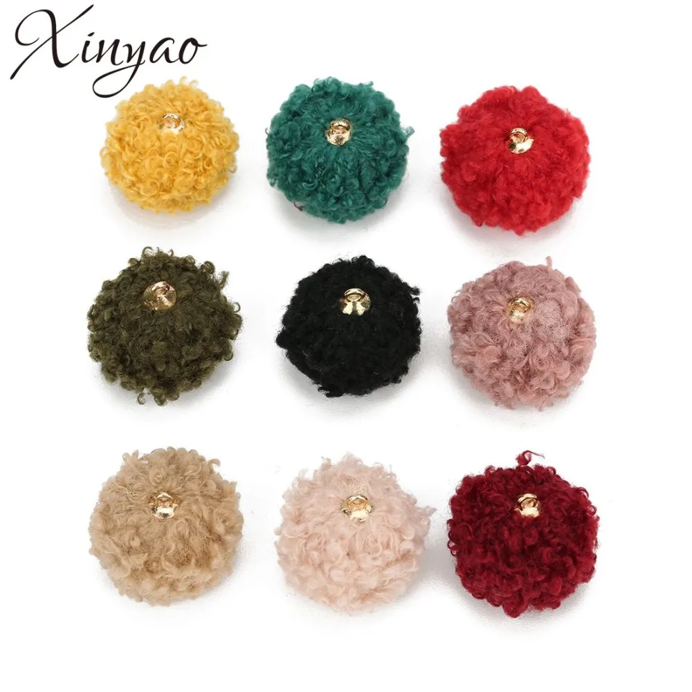 

XINYAO 20pcs/lot 15mm Fur Ball Charms Fit Earring Necklace Bracelet Pompon Ball Beads Pendant For DIY Jewelry Making Findings