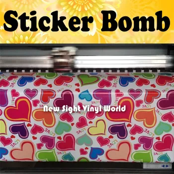 

Sweet Love Heart Sticker Bomb Vinyl Wrap Heart-shaped Sticker Bombing Film Air Bubble Free Graphics Size:1.50*30m/Roll