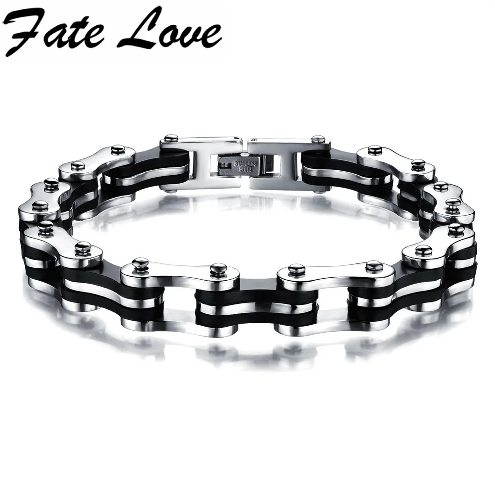 22 5CM 9MM Wide Stainless Steel font b Bracelet b font Men Biker Bicycle Motorcycle Chain