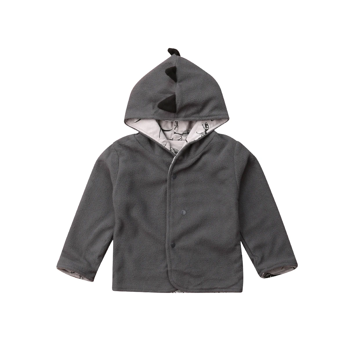 Флисовые топы для маленьких мальчиков и девочек, футболка с принтом динозавра, куртка, Пальто 1-4T - Цвет: Серый