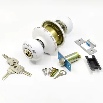 

Country Style All White Ceramic door Lock With Round Ball handle
