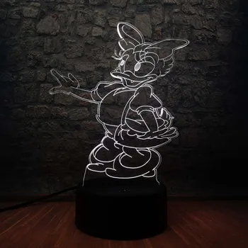 

3D LED Lamp Daisy Duck Atmosphere USB Base 7 Colors Change Night Light Decor Christmas New Year Girl Kid Gift Girl Baby Room