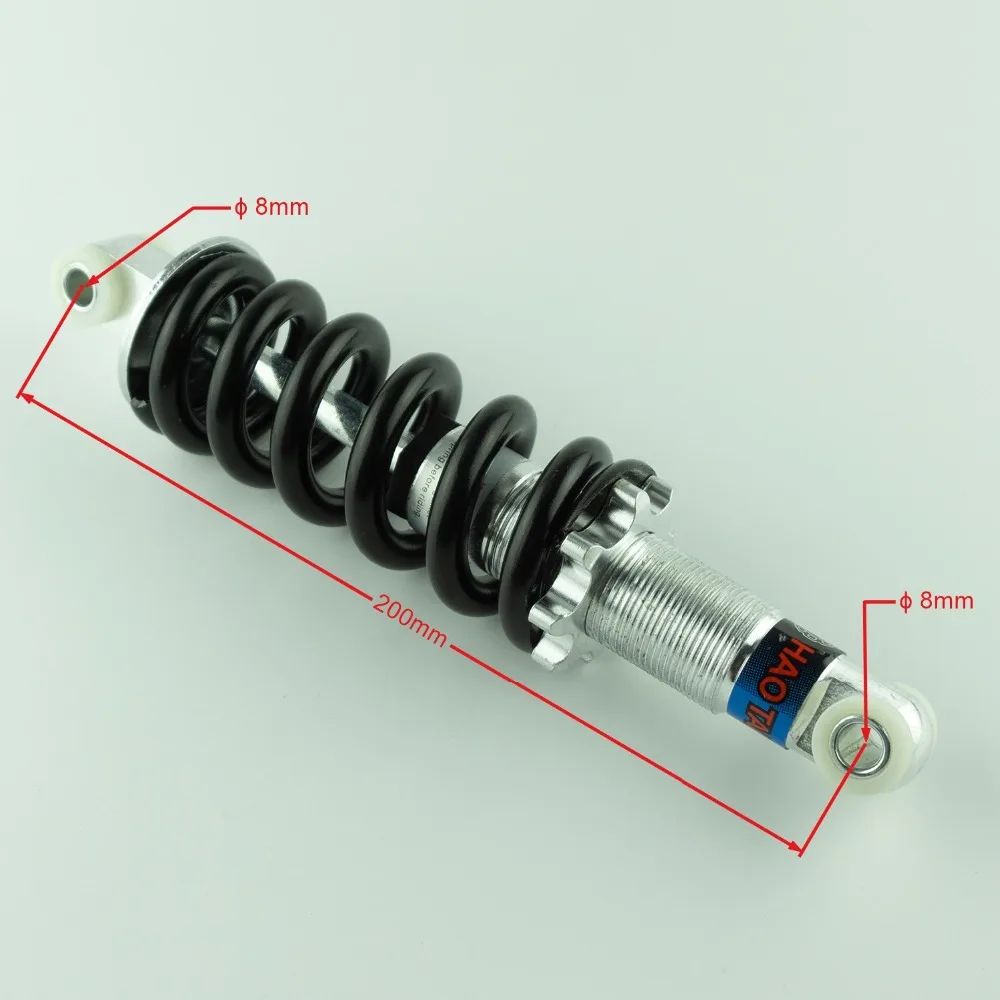 Черный 8 мм Мотоцикл Мини Мотор 49cc передние и задние амортизаторы Длина 190 мм 200 мм