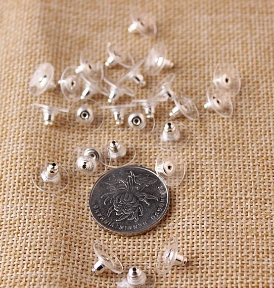 

100PCS 11MM Silver Color Iron+Plastic Earring Back Diy Jewelry Findings Accessories