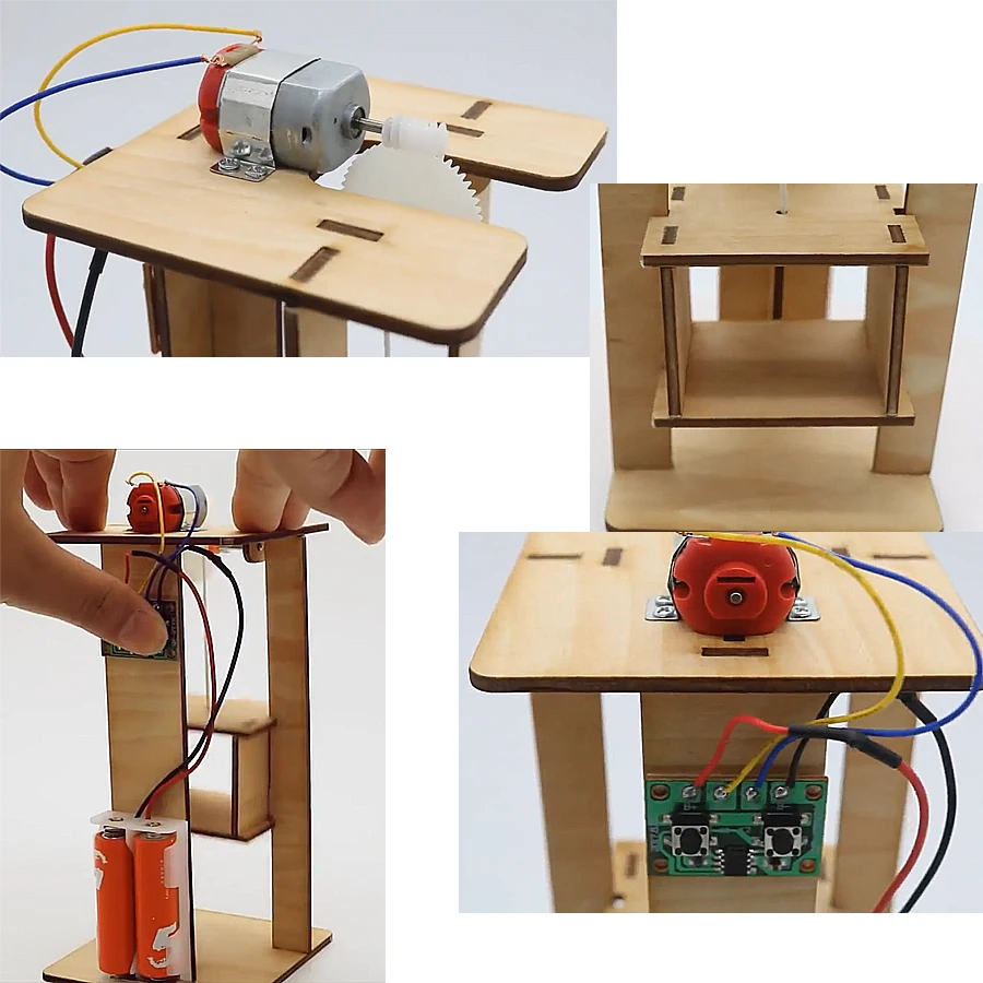 buy  DIY Wooden Electric Lift Model Science Kits toysCreative Handmade Elevator assembly Experiment STEM