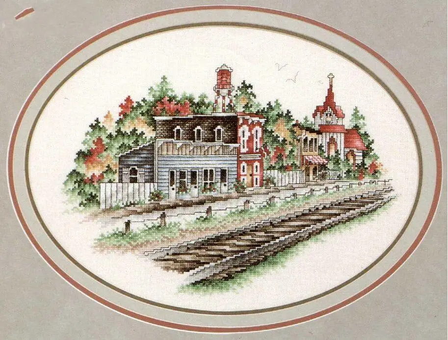 

Gold Collection Counted Cross Stitch Kit Railroad Station Train Old Times janlynn
