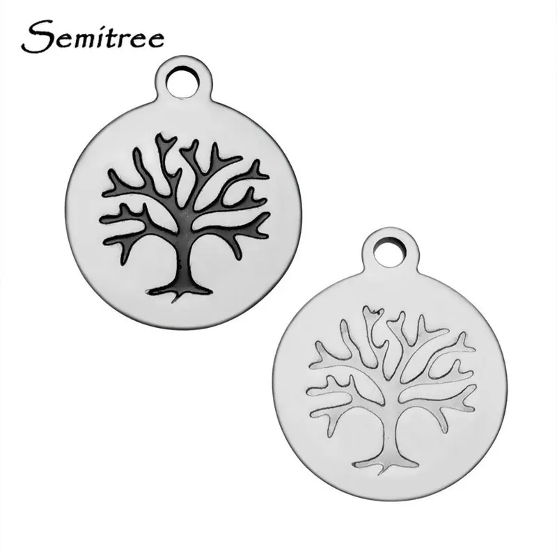 

Semitree 5pcs/lot Stainless Steel Life Tree Charm Necklace Pendant Bracelet Accessories DIY Handcrafted Jewelry Making Findings