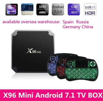 

X96 mini Android 7.1 TV BOX 2GB 16GB Smart TV Box Amlogic S905W Quad Core Suppot H.265 UHD 4K 2.4GHz WiFi PK Beelink Mini MXIII